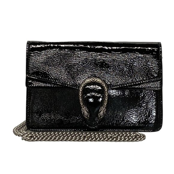 Auth GUCCI Dionysus 795368 Black Patent Leather Shoulder Bag - Picture 1 of 16